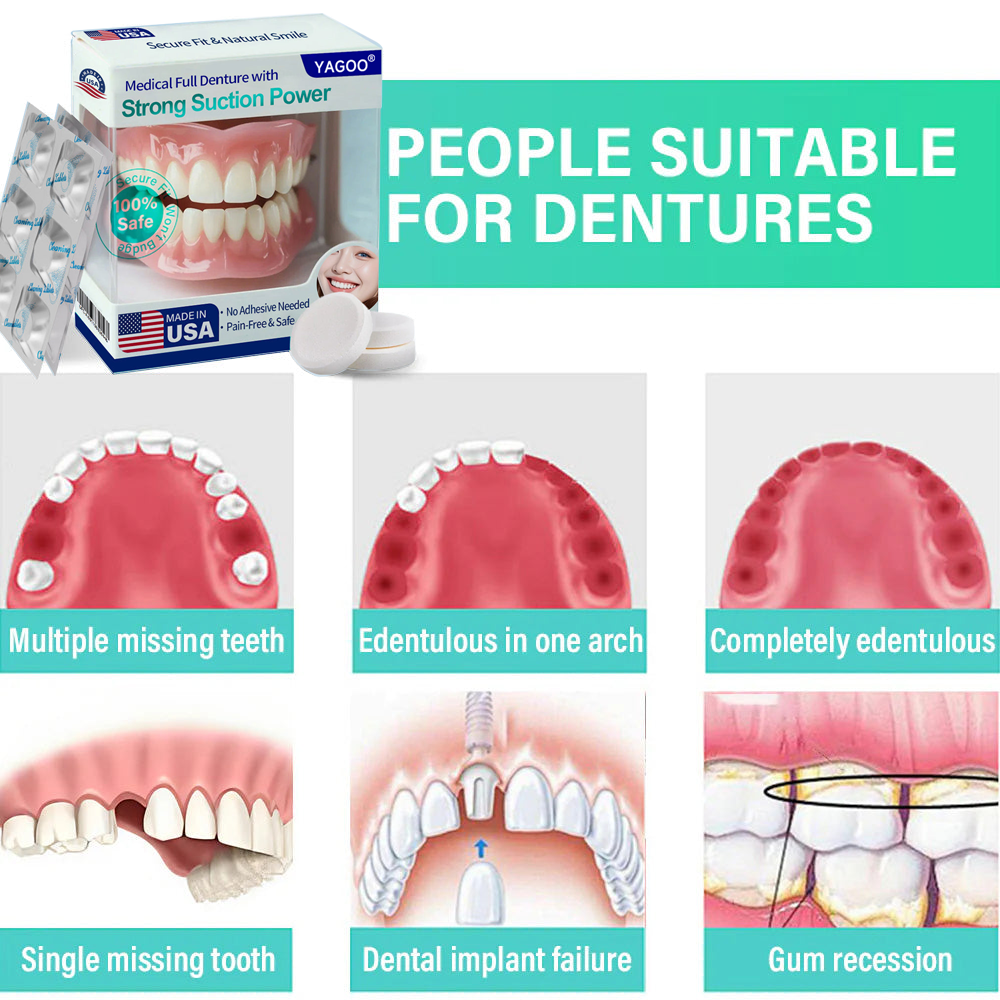 YAGOO® Medical Full Denture with Strong Suction ✅ Made and Shipped from the USA🍀